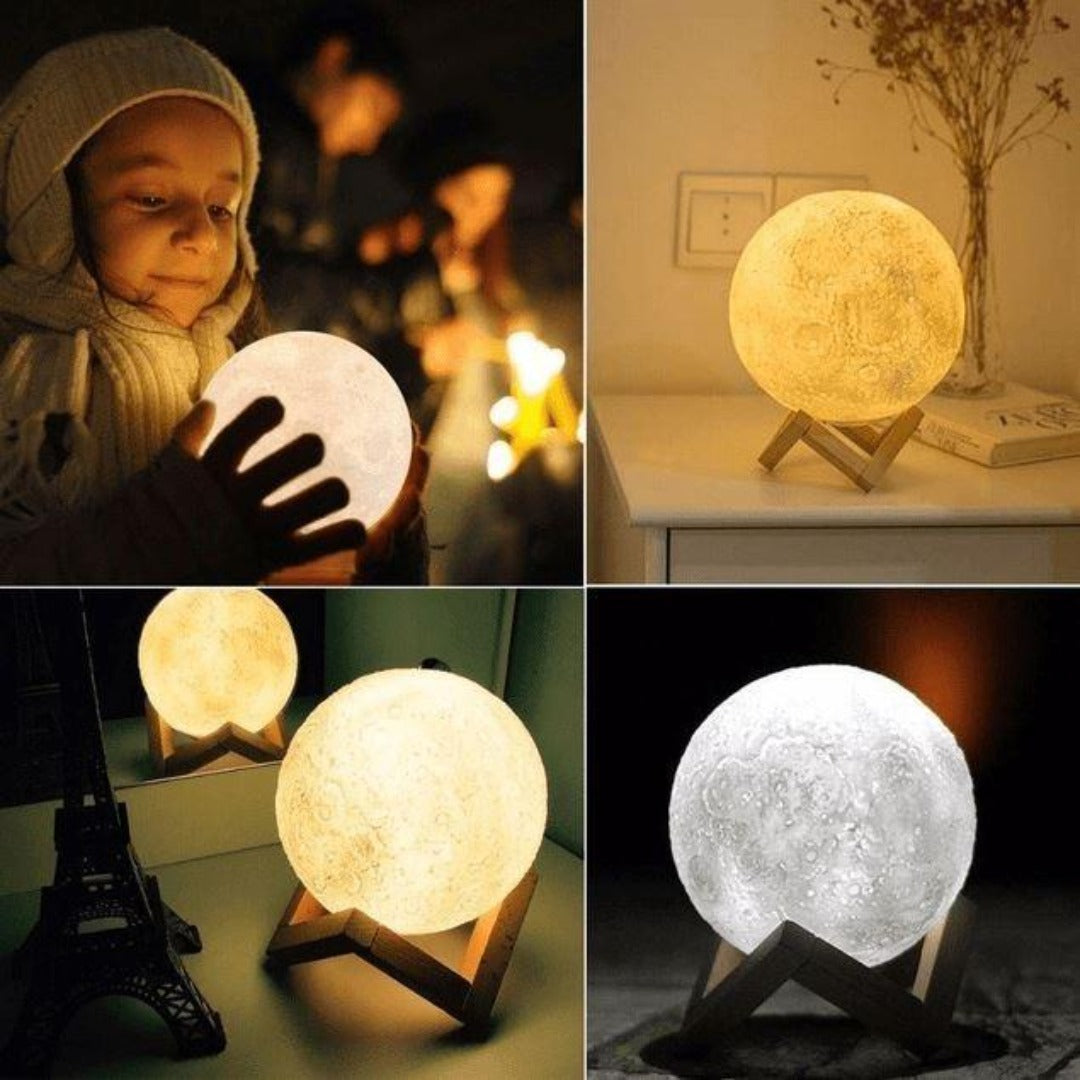 Lámpara luna en tres dimensiones para decorar